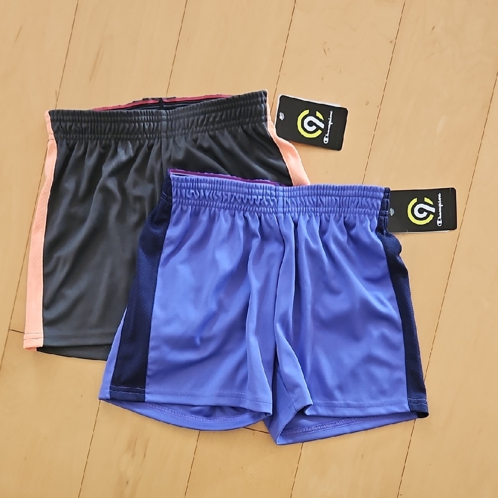 Set of Two Athletic Shorts in Gray and Blue/Purple